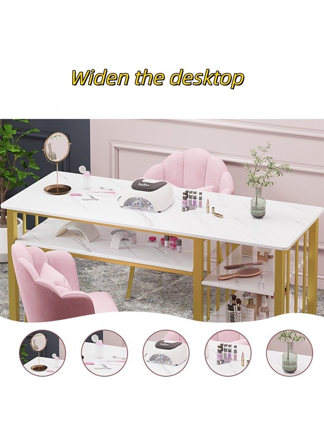 JCB CHIC Manicure Table Nail Desk with 3 Drawers，large space double storage table for Nail Tech, Acetone Resistant Nail Table Station for Beauty Salon Spa(100×40×76CM） - Image 4